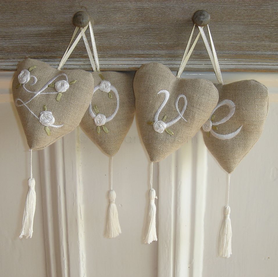 French linen love hearts Bliss and Bloom